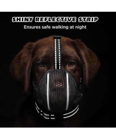 BONTHEE Dog Muzzle Mesh Soft Muzzle for Small Medium Large Sized Dogs Breathable Reflective Adjustable Puppy Muzzles with Collar for Scavenging Grooming Biting Chewing Allows Panting and Drinking XXL - Buy Online on SooperMarket.com