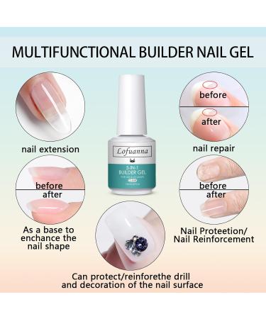 Lofuanna 5-in-1 Builder Gel in a Bottle - Clear Hard Gel for Nail Extension - Nail Kit with File & Adhesive - Nail Art Decoration - 3 Piece Set - Buy Online on SooperMarket.com