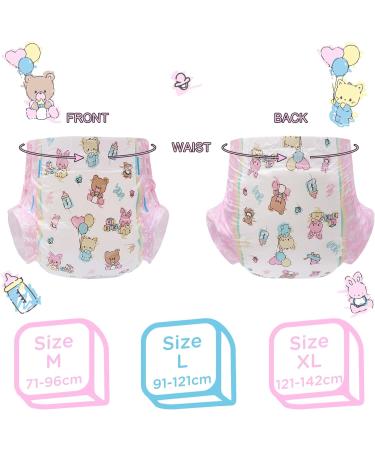 LittleForBig Printed Adult Brief Diapers - ABDL 10 Pack - Baby Cuties MM in Pink | Comfort & Quality for Adult Baby Diaper Lovers - Buy Online on SooperMarket.com