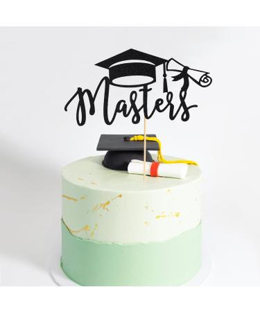 Arthsdite 1Pc Masters Cake Topper 2024 Graduation Cake Topper Congrats Grad Cake Decorations Masters Graduation Party Decorations Supplies - Black Glitter Black Masters Cake Topper - Buy Online on SooperMarket.com