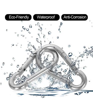 Pubiao 4-Piece Stainless Steel Carabiner Feather Hooks (M6) - Durable Chain Hooks for Travel Camping Hiking Fishing & Dog Walking - Buy Online on SooperMarket.com