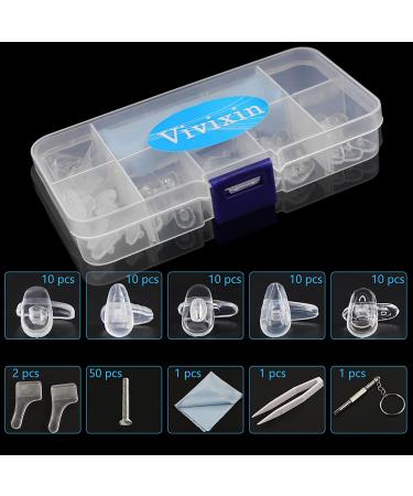 Vivixin Eyeglasses Nose Pads 25 Pairs - Repair Kit with Screwdriver, Screws, Tweezer, Cleaning Cloth - Anti-Slip Silicone Ear Grip - Nose Pad Replacement for Sunglasses & Reading Glasses - Buy Online on SooperMarket.com