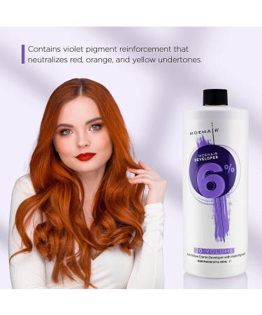 Buy Moehair Anti Yellow Hair Color Developer 20 Volume - 6% Hydrogen Peroxide with Violet Pigment | Professional Hair Coloring & Bleaching 32 Fl Oz - Buy Online on SooperMarket.com