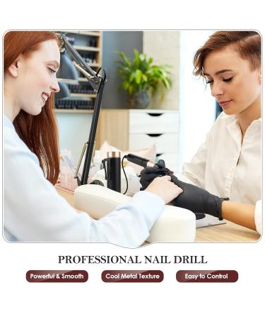 Belle 35000RPM Professional Electric Nail Drill Machine - Rechargeable Cordless Manicure Pedicure Tool with 6 Bits, 25 Sanding Bands, and Case - Black - Buy Online on SooperMarket.com
