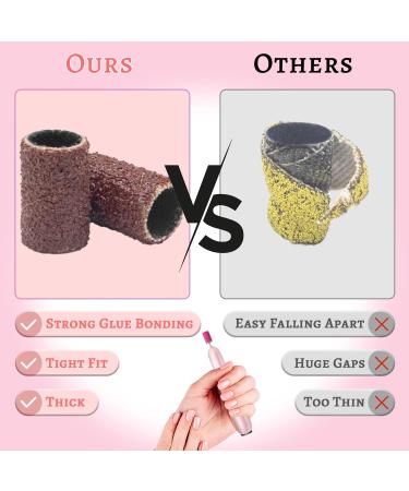 100Pcs 80Grit Nail Sanding Bands with 3/32 Nail Drill Bit - Professional Nail Drill Accessories for Hard Gel and Acrylic Nail Shaping - Boxed Brown - Buy Online on SooperMarket.com