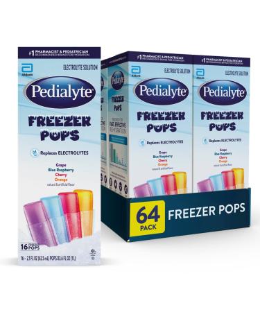 Pedialyte Electrolyte Solution Freezer Pops, Variety Pack, Pack of 64