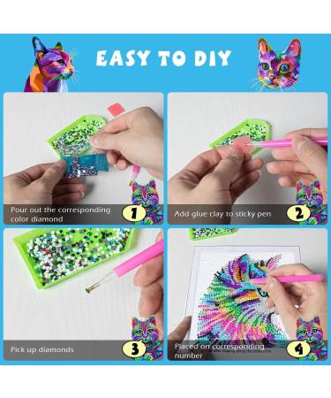 Labeol 5D Diamond Painting Kit for Kids - Full Drill Art Crafts with Wooden Frame | Ages 6-12 | Colorcat Design | 6x6 Inch Home Wall Decoration - Buy Online on SooperMarket.com