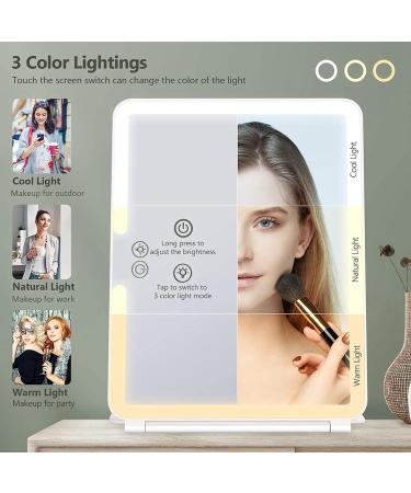 Torribala Travel Makeup Mirror Vanity Mirror Lights Travel Lighted Makeup Mirror with 10X Magnifying Mirror 3 Color Lighting Accessories for Women - Buy Online on SooperMarket.com