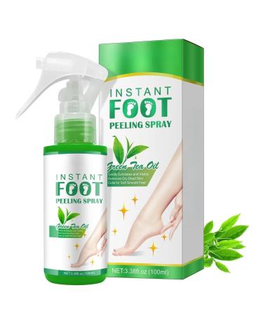 Tongyend Foot Peel Spray Foot Mask Orange Oil Instant Hydrating Nourish Foot Peeling Spray Exfoliator For Cracked Rough Heels & Calluses on Feet Elbows Toes Fingers (GreenTea)