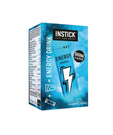 Intick sugar -free energy drink (original) - low -calorie energy drink powder with caffeine & vitamins - instant powder for 12 x 0.25 l original 12 x 0.25 l