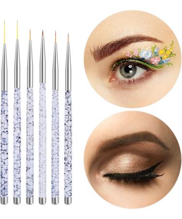 Sibba Water Activated Eyeliner Brush Applicators - 6pcs Transparent Set for Halloween Cosmetic Tool, Fine Point Angled Wands for Eye Makeup, Eyebrow, Nail Art, and Painting - Buy Online on SooperMarket.com