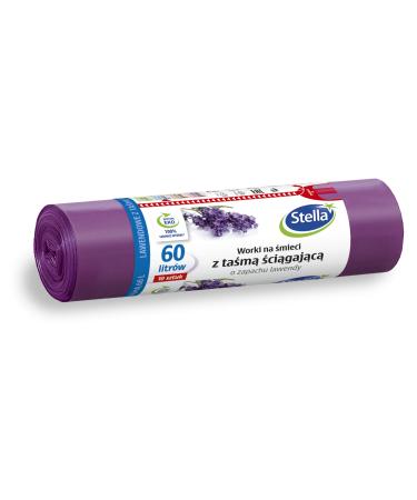 Stella 009909 garbage bags with train tape 60 l |10 pieces |Lavendeld air |Garbage sack garbage bag waste bags for the household waste made of LDPE film made/from regranulate color: lavender/violet 1 piece (1 Pack) single
