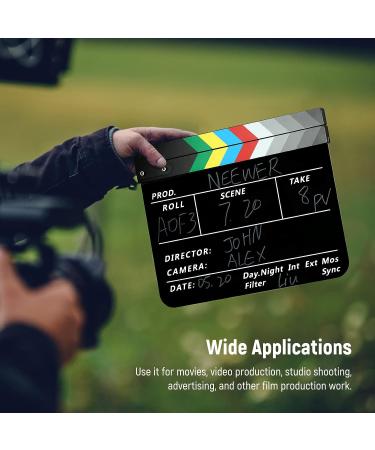 NEEWER Acrylic Film Directors Clapper Board Kit - 12x10 Cut Action Scene Clapboard with Magnetic Eraser, 2 Pens, Cleaning Cloth & Hex Key - Buy Online on SooperMarket.com