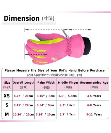 Azarxis Kids Ski Gloves - Warm Windproof Winter Gloves for Running Skiing Hiking & Snowboarding - Rose Red XS (3-5 Years) - Buy Online on SooperMarket.com
