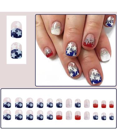 Teksome Independence Day Press On Nail Stars And Stripes Designs False Nails 4th Of July Cute Nails Stick On Nails Stars And Stripes Patriotic - Buy Online on SooperMarket.com