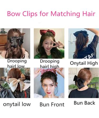 2PCS Silky Satin Hair Bows Hair Clip Black Hair Ribbon Ponytail Holder Accessories Slides Metal Clips Hair Bow for Women Girls Toddlers Teens Kids (Bow Clip-Pink) - Buy Online on SooperMarket.com