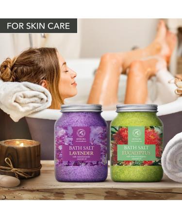 Buy Bath Sea Salt Set 2x46Oz - Lavender & Eucalyptus Aromatherapy - Natural Essential Oils for Relaxation & Spa Care - Buy Online on SooperMarket.com