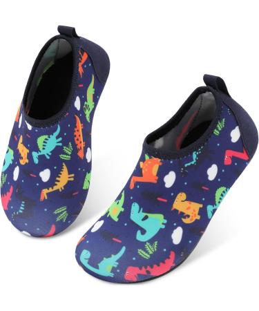 JIASUQI Kids Water Shoes - Quick Dry Aqua Socks for Beach & Pool - Navy Dinosaur Design - Size 10.5/11 UK Child - Buy Online on SooperMarket.com