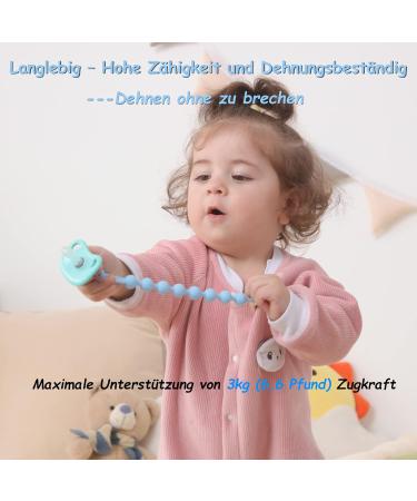 Silicone Pacifier Chain - 2-Pack Clip for Boys & Girls | Durable Flexible & Keeps Pacifiers Clean - Soft Blue Design - Buy Online on SooperMarket.com