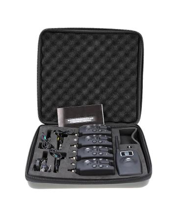 LIXADA FOUT BISCHERS SET Wireless digital fishing alarm fishing recipients Ton alarm kit LED alarm display with portable case (4 fishing gears + 1 recipient + 4 swingers)