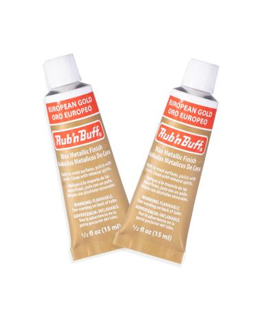 AMACO Rub n Buff Wax Metallic Finish - 2 Rub n Buff European Gold 15ml Tubes - Versatile Gilding Wax for Finishing Furniture Antiquing and Restoration - Rub and Buff Colors Set of Two