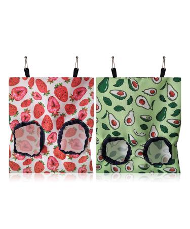 Luckious 2 PCS Rabbit Hay Feeder - Hanging Hay Feeder for Guinea Pigs Hay Rack Manger Holder Small Animal Feeder Storage Pouch for Bunny (Red and Green)