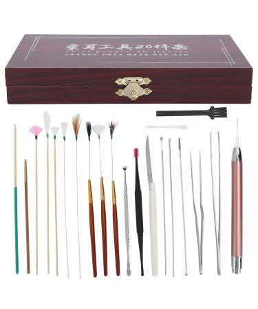 20pcs Stainless Steel Earwax Remover Kit Ear Wax Removal Spoon Curette Tweezers Cleaning Tool Storage Box Ear Picking Tools Retro Copper Buckle Earwax Removal Aid