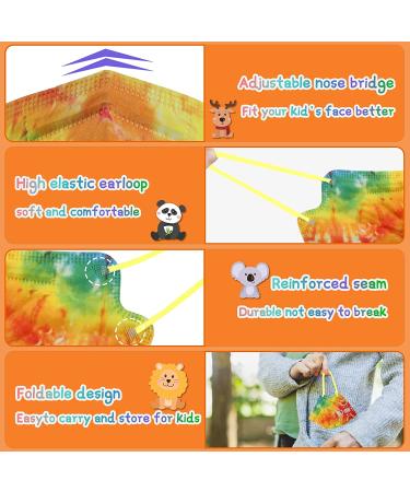 Zoonana Kids Disposable Face Masks - 30 Pcs Breathable 4-Ply Protection Mask for Boys and Girls - Tie Dye Colorful Design - Buy Online on SooperMarket.com