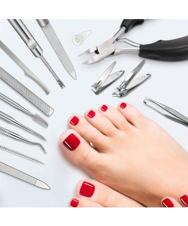 15 Pieces Stainless Steel Ingrown Toenail Tools Set - Nail Clipper Cuticle Cutters Pedicure Kit for Thick Nails (Black) - International Shipping - Buy Online on SooperMarket.com