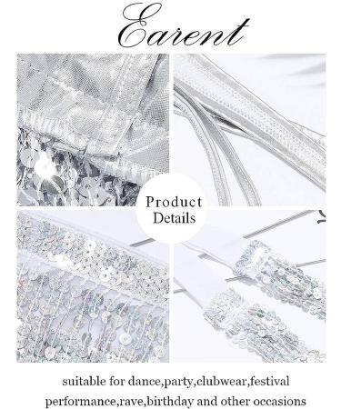 EARENT Silver Belly Dance Hip Skirt with Sequins Tassel Hip Scarf for Women - Buy Online on SooperMarket.com