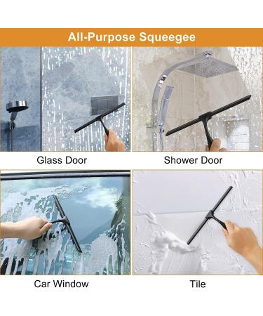 Quntis 10-Inch Shower Squeegee for Glass Doors - Non-Slip Handle, Replacement Blade, and Hook - Ideal for Bathroom, Mirror, and Car Cleaning - Buy Online on SooperMarket.com