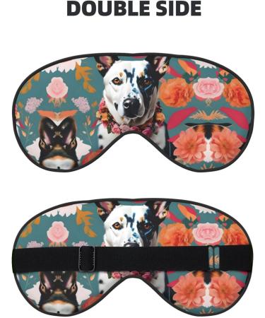 SSIMOO Cattle Dog Floral Print Double-Sided Eye Mask | Soft Light Blocking Sleep Mask for Enhanced Sleep Quality - International Shipping Available - Buy Online on SooperMarket.com