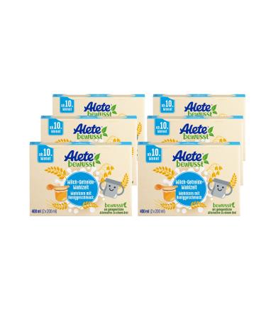 Alete consciously milk-cereal meal multiple grain with honey taste from the 10th month ready-to-drink baby food as a replacement for baby porridge warm or cold drinking 6 x 400 ml (2 x 200 ml) Multworn honey
