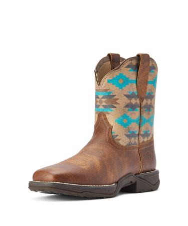 ARIAT Women's Anthem Shortie Savanna Western Boot 8 Dry Taupe/Turquoise Aztec