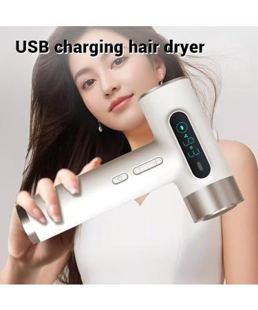 Cordless Hair Dryer 300W 100000RPM USB Portable Hairdryer 9 Wind Speeds 3 Adjustable Temperature Rechargeable Hair Dryer for Dormitory Travel Outdoor - Buy Online on SooperMarket.com