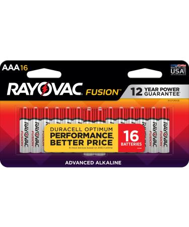 Rayovac Fusion AAA Batteries Premium Alkaline Triple A Batteries (16 BatteryCount) 16 Count(Pack of 1)