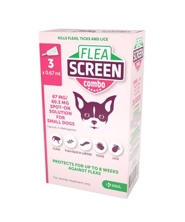 FLEA SCREEN combo Small Dog (3 Pipettes): Flea Treatment for Dogs - Kills Fleas Flea Eggs & Ticks - Provides 12 Weeks Flea and Tick Treatment for Small Dogs (2-10kg) & Puppies over 8 weeks old.