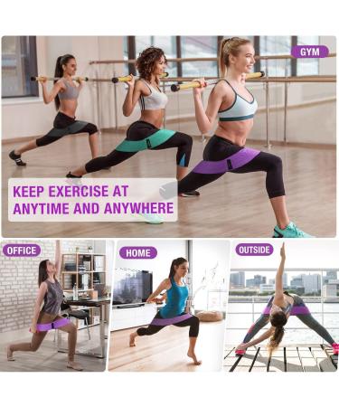 Fabric Resistance Bands Set of 3 for Hips & Glutes - Non-Slip Workout Bands for Men and Women - Strength Training Yoga Pilates Fitness - Black Purple Green - Buy Online on SooperMarket.com