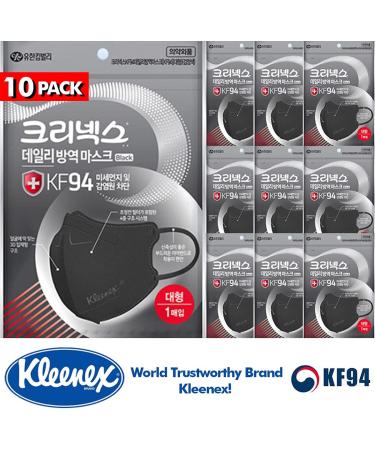 Buy Good Day KF94 Certified Bi-Folding 4-Layers Face Masks - Pack of 10 - Premium Disposable Respirators for Adults - Made in Korea - Black - Buy Online on SooperMarket.com