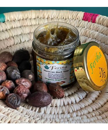 Feriha Moroccan Black Soap with Organic Argan Oil - 100% Natural Beldi Soap - Buy Online on SooperMarket.com