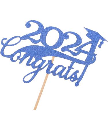 Alipis 15pcs 2024 Graduation Cupcake Toppers Glitter Graduation Cap Cake Toppers Congrats Grad Centerpiece Sticks 2024 Graduation Theme Party Cake Decorations Blue - Buy Online on SooperMarket.com