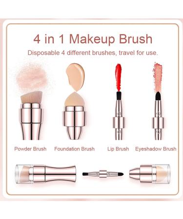 4 in 1 Multipurpose Makeup Brush - Soft Bristles & Elastic Sponge Portable Cosmetic Brush for Travel & Home Use - Buy Online on SooperMarket.com