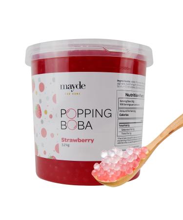 Mayde Popping Boba Pearls for Drinks, Desserts, & Breakfast Bowls (Strawberry Flavor, 7 Pounds)