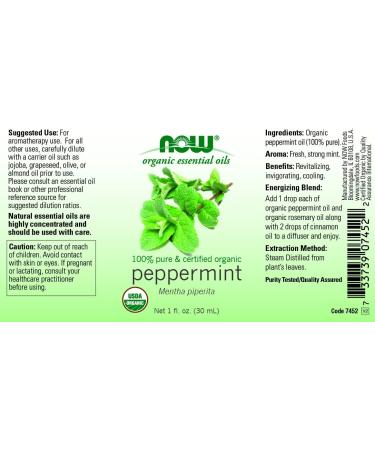 Now Foods Organic Peppermint Essential Oil 1 fl oz (30ml) | Pure & Natural Aroma - Buy Online on SooperMarket.com