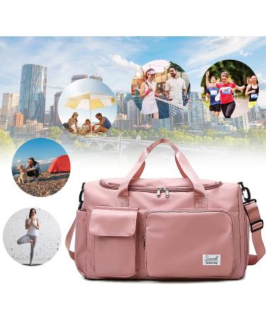 Suruid Travel Duffel Bag with Shoes Compartment - Pink Gym Bag for Men and Women - Buy Online on SooperMarket.com