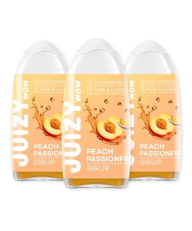 Juizy WoW syrup sugar -free |3 x 65ml Peach PassionFruit taste - 36l natural beverage syrup |Zero calories |Vegan 3 Series Bundle |Beverage concentrate finished drink |More Juice - Less Calories Peach PassionFruit 3 x 65 ml