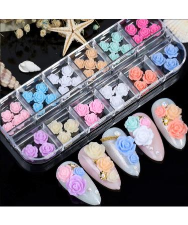 48pcs Flower Butterfly Nail Art Charms Glitter Decals Decoration 3D Nail Flower Flat Design Acrylic Nail Art Stud 2021 for Women DIY Manicures Jewelry Salon Nail Accessories Supplies