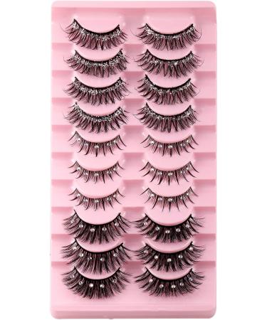 Joyeee False Eyelashes 10 Pairs Fake Eyelashes Glitter Diamonds Eye Lashes Reusable Easy to Wear and Remove Handmade Dramatic Fluffy Strip Lashes for Party Cosplay Costumes Festival Decoration Eyelashes#31 - Buy Online on SooperMarket.com