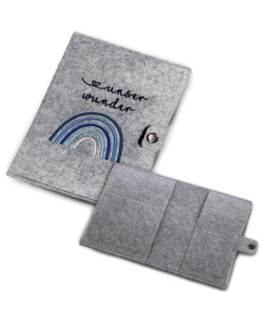 Cozy Racoon Mother Pass Cover - Handcrafted Felt Rainbow Blue | Made in Germany | Ideal Gift for Expecting Moms with Pockets for Insurance Card & Ultrasound Images - Buy Online on SooperMarket.com