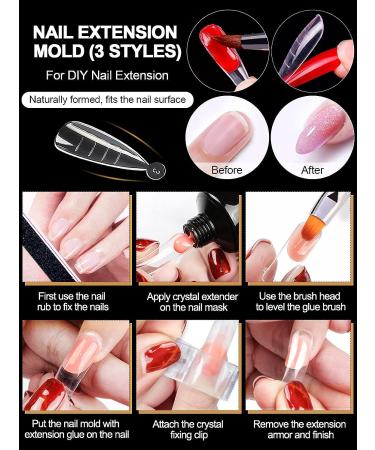 402 Pieces Nail Dual Forms Tip Set with Dual-Ended Gel Brush & Nail File - Nail Extensions Kit with Nail Clips and Horseshoe Forms - Buy Online on SooperMarket.com